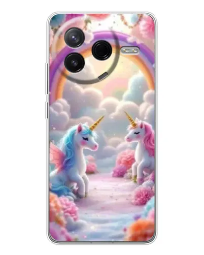Чехол для Xiaomi POCO F7 Pro с картинкой «Радуга и единороги»