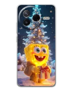 Чехол для Xiaomi POCO F7 Pro с картинкой «Рождественский Спанч Боб»