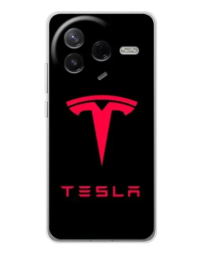 Чехол для Xiaomi POCO F7 Pro с картинкой «Tesla Red Logo»