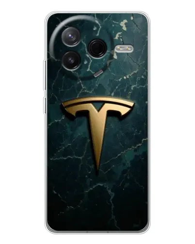 Чехол для Xiaomi POCO F7 Pro с картинкой «Мраморная Tesla Gold»