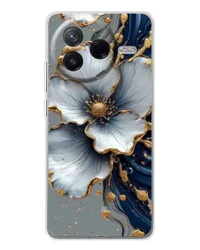 Чехол для Xiaomi POCO F7 Pro с картинкой «Белый цветок и золотой флюид» Чехол для Xiaomi POCO F7 Pro с картинкой «Белый цветок и золотой флюид»
