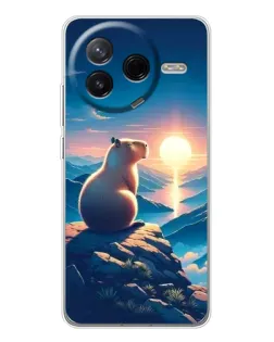 Чехол для Xiaomi POCO F7 Pro с картинкой «Закат солнца с капибарой»