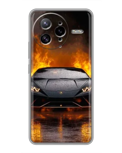 Чехол для Xiaomi POCO F7 Ultra с картинкой «Lamborghini в огне»