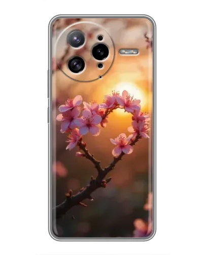 Чехол для Xiaomi POCO F7 Ultra с картинкой «Розовый цвет сердце на фоне заката» Чехол для Xiaomi POCO F7 Ultra с картинкой «Розовый цвет сердце на фоне заката»