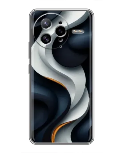 Чехол для Xiaomi POCO F7 Ultra с картинкой «Объемные черно-белые ленты»