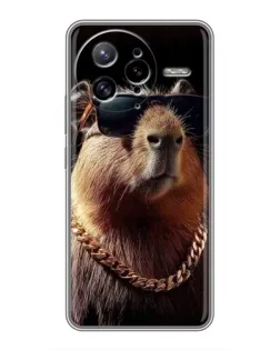 Чехол для Xiaomi POCO F7 Ultra с картинкой «Капибара золотая цепь»