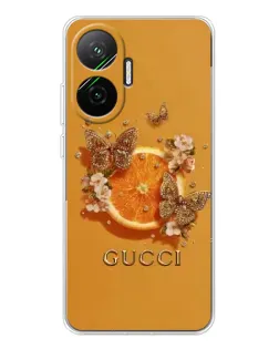 Чехол для Xiaomi POCO F7 с картинкой «Gucci — золотые бабочки»