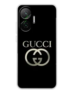Чехол для Xiaomi POCO F7 с картинкой «Gucci — золото на черном»