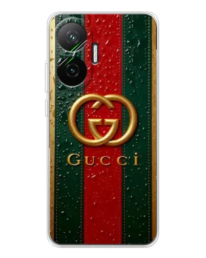 Чехол для Xiaomi POCO F7 с картинкой «Gucci — фирменная полоса и золото» Чехол для Xiaomi POCO F7 с картинкой «Gucci — фирменная полоса и золото»