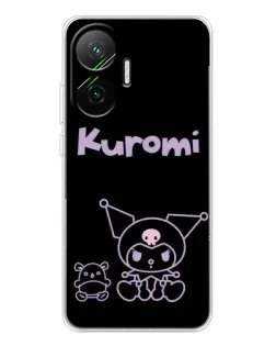 Чехол для Xiaomi POCO F7 с картинкой «Kuromi — черный минимализм»
