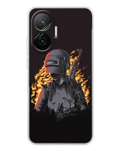 Чохол для Xiaomi POCO F7 з картинкою «PUBG — вогняний силует»