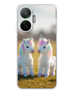 Чехол для Xiaomi POCO F7 с картинкой «Пара единорогов»