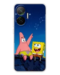 Чехол для Xiaomi POCO F7 с картинкой «Губка Боб и Патрик ночью»