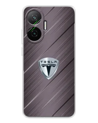 Чехол для Xiaomi POCO F7 с картинкой «Металлическая текстура Tesla»