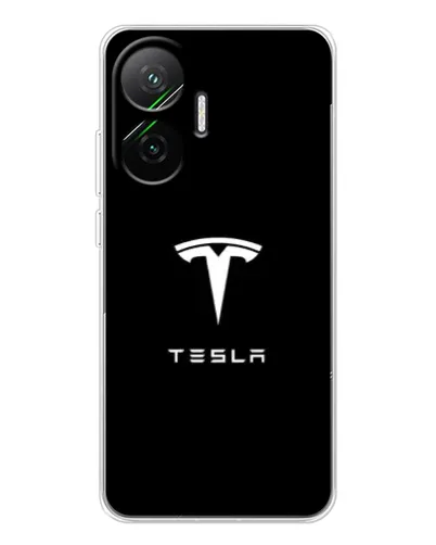 Чехол для Xiaomi POCO F7 с картинкой «Tesla White Logo»