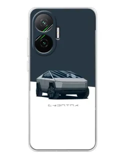 Чехол для Xiaomi POCO F7 с картинкой «Серебристый Cybertruck Tesla»
