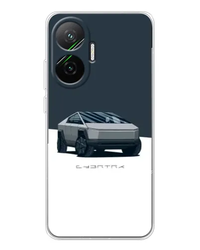 Чехол для Xiaomi POCO F7 с картинкой «Серебристый Cybertruck Tesla»