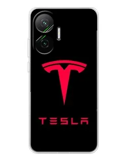 Чехол для Xiaomi POCO F7 с картинкой «Tesla Red Logo»