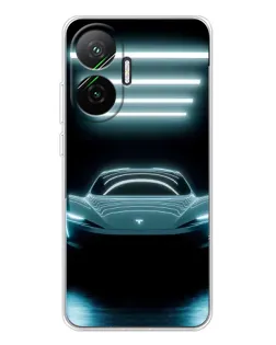 Чехол для Xiaomi POCO F7 с картинкой «Tesla в неоне»