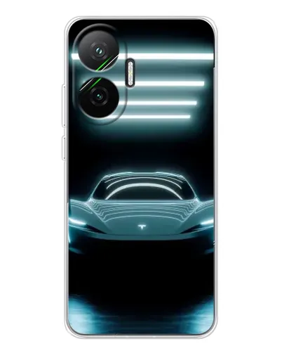 Чехол для Xiaomi POCO F7 с картинкой «Tesla в неоне»