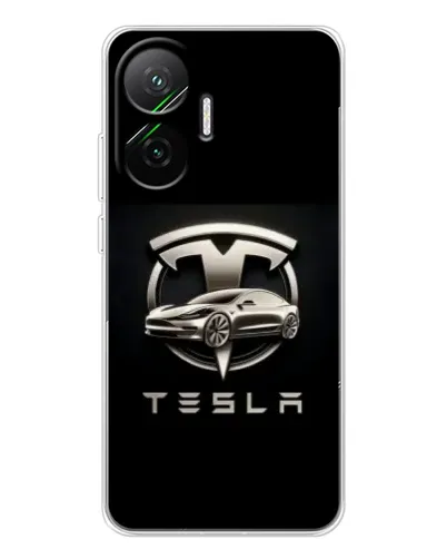 Чехол для Xiaomi POCO F7 с картинкой «Tesla — серебристое авто»