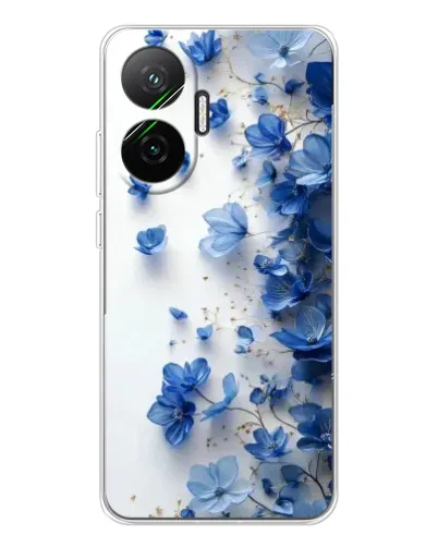 Чехол для Xiaomi POCO F7 с картинкой «Голубой цветочный каскад»