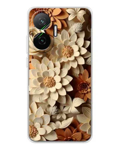 Чехол для Xiaomi POCO F7 с картинкой «Бежевый флористический декор»