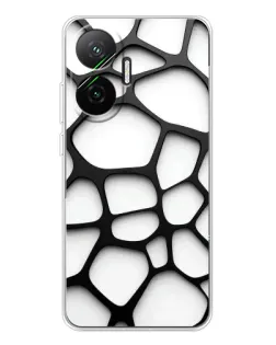 Чехол для Xiaomi POCO F7 с картинкой «Белая объемная сетка»
