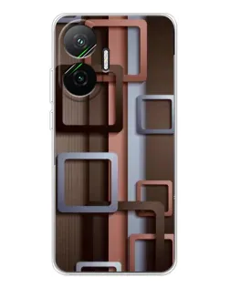 Чохол для Xiaomi POCO F7 з картинкою «Коричневі об'ємні квадрати»