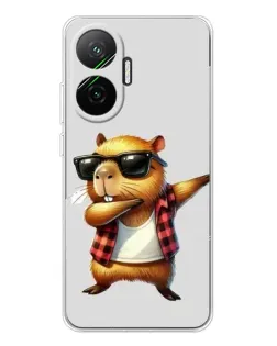 Чехол для Xiaomi POCO F7 с картинкой «Капибара рэпер даб»