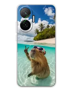 Чехол для Xiaomi POCO F7 с картинкой «Капибара на море»
