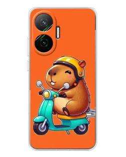 Чехол для Xiaomi POCO F7 с картинкой «Капибара на скутере»