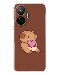 Чехол для Xiaomi POCO F7 с картинкой «Капибара с сердцем»