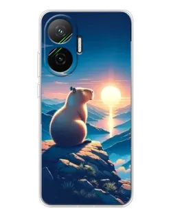 Чехол для Xiaomi POCO F7 с картинкой «Закат солнца с капибарой»
