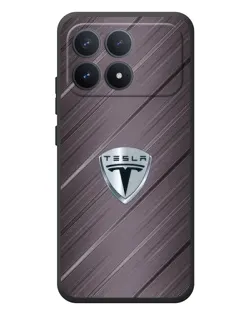 Чехол для Xiaomi Poco F8 Pro с картинкой «Металлическая текстура Tesla»