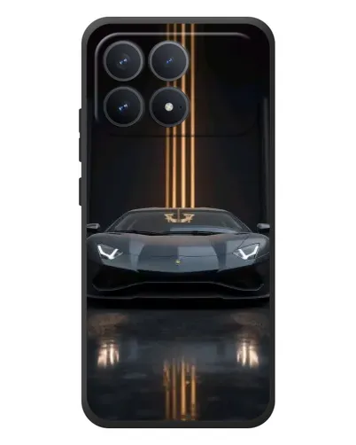 Чехол для Xiaomi Poco F8 Pro с картинкой «Lamborghini золотые линии»