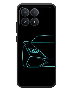 Чехол для Xiaomi Poco F8 Pro с картинкой «Голубой силуэт Lamborghini»