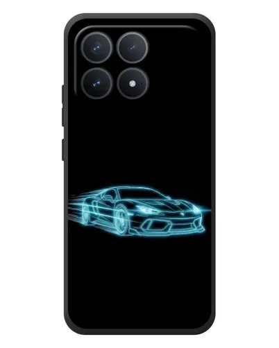 Чехол для Xiaomi Poco F8 Pro с картинкой «Неоновый контур Lamborghini»