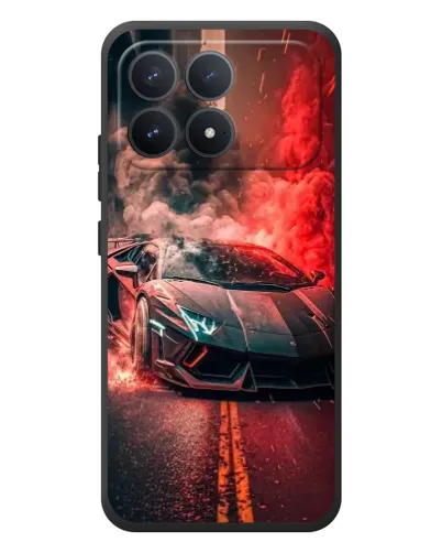 Чехол для Xiaomi Poco F8 Pro с картинкой «Lamborghini красный дым»