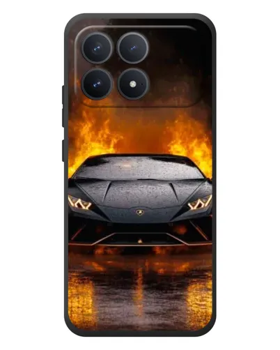 Чехол для Xiaomi Poco F8 Pro с картинкой «Lamborghini в огне»