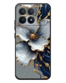 Чехол для Xiaomi Poco F8 Pro с картинкой «Белый цветок и золотой флюид»