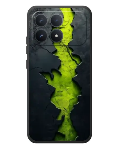 Чехол для Xiaomi Poco F8 Pro с картинкой «Салатовый разлом скалы»
