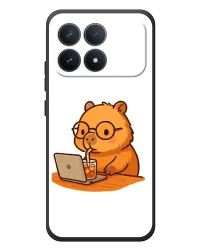 Чехол для Xiaomi Poco F8 Pro с картинкой «Капибара с ноутбуком» Чехол для Xiaomi Poco F8 Pro с картинкой «Капибара с ноутбуком»