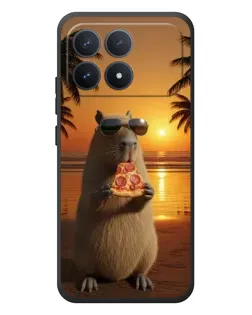 Чехол для Xiaomi Poco F8 Pro с картинкой «Капибара с пиццей» Чехол для Xiaomi Poco F8 Pro с картинкой «Капибара с пиццей»