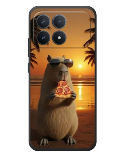 Чехол для Xiaomi Poco F8 Pro с картинкой «Капибара с пиццей» Чехол для Xiaomi Poco F8 Pro с картинкой «Капибара с пиццей»