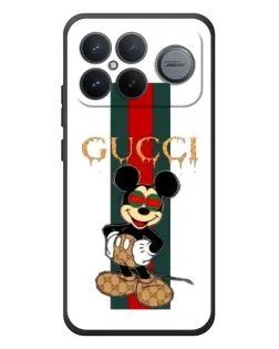 Чехол для Xiaomi Poco F8 Ultra с картинкой «Микки Маус Gucci — полосы»