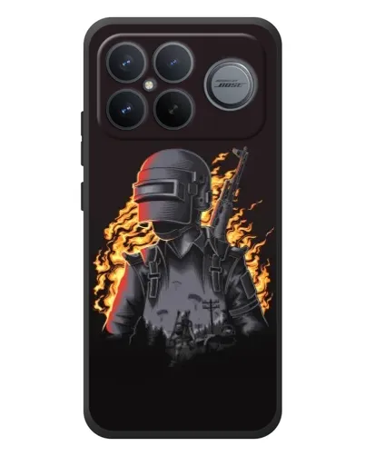 Чехол для Xiaomi Poco F8 Ultra с картинкой «PUBG — огненный силуэт»