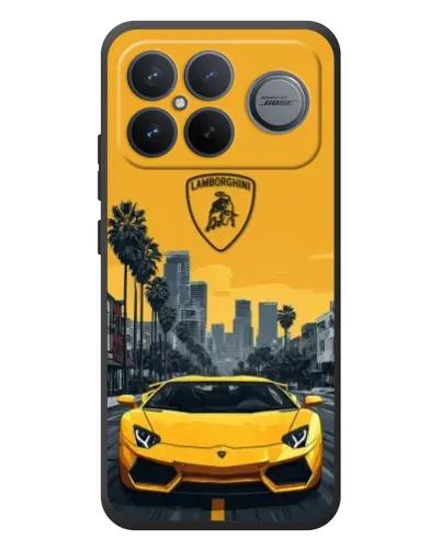 Чехол для Xiaomi Poco F8 Ultra с картинкой «Желтый Lamborghini город»