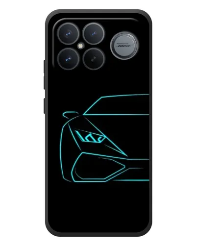 Чехол для Xiaomi Poco F8 Ultra с картинкой «Голубой силуэт Lamborghini»