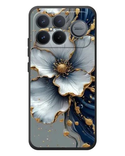 Чехол для Xiaomi Poco F8 Ultra с картинкой «Белый цветок и золотой флюид» Чехол для Xiaomi Poco F8 Ultra с картинкой «Белый цветок и золотой флюид»